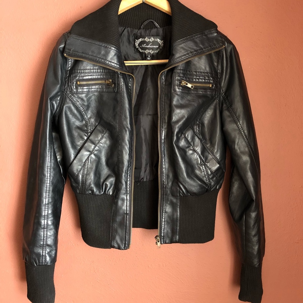 Black faux leather jacket